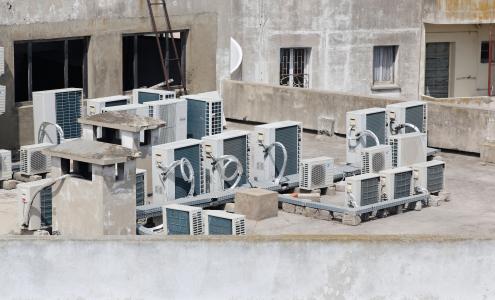 Air conditioning units on the roof of a house, Casablanca